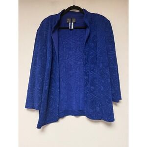 Alex Evenings Women's Royal Blue Sparkle Textured Jacket Size 16